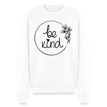Be Kind - Men's Premium Organic Jumper - white - Front - Thijin (182cm)