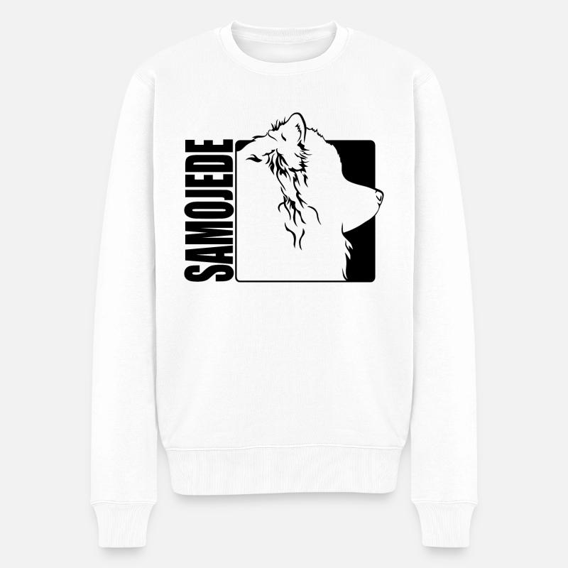 Samojede Profil Hunde Hund Wilsigns - Männer Premium Bio Pullover - Weiß