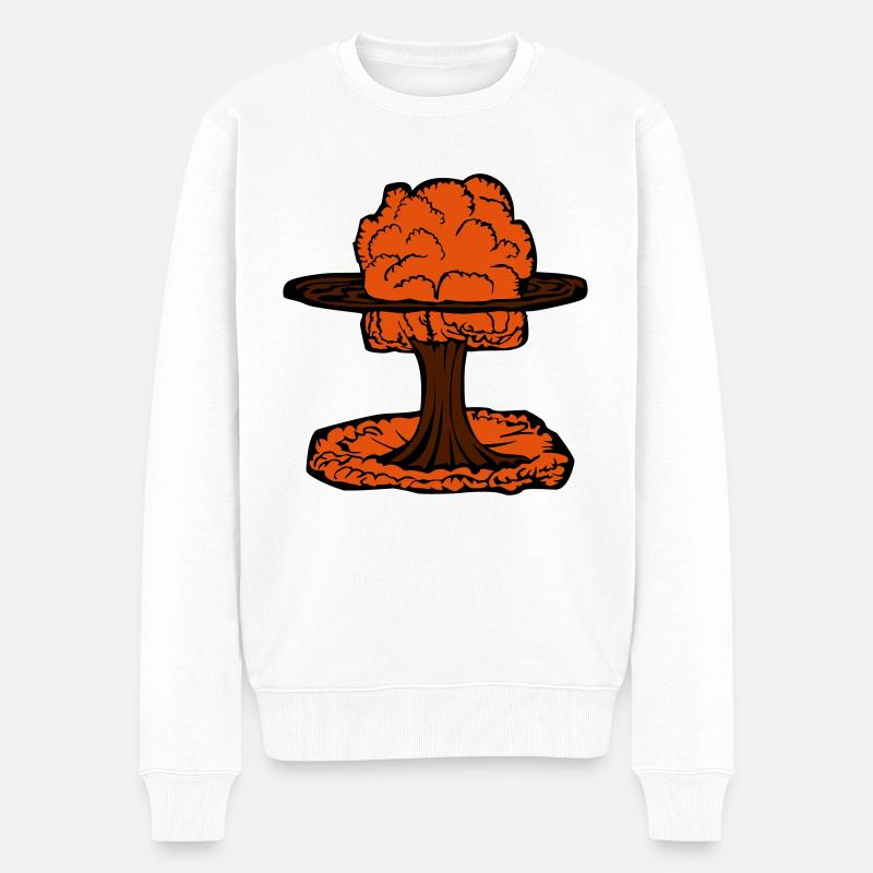 Nukleare Explosion Pilzwolke - Männer Premium Bio Pullover - Weiß