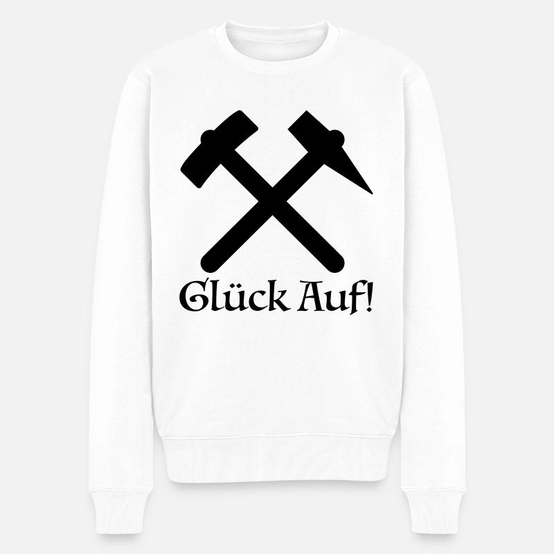 Glück Auf! Bergbau Ruhrpott Ruhrgebiet Zeche - Männer Premium Bio Pullover - Weiß