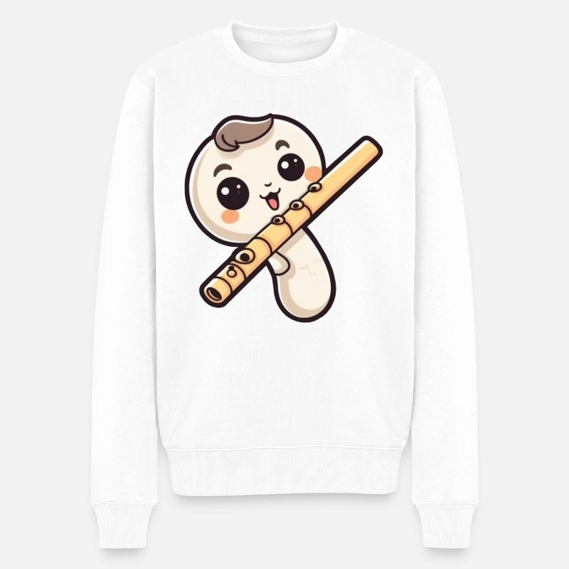 Flûte dans le style comique - Pull Premium bio Homme - blanc