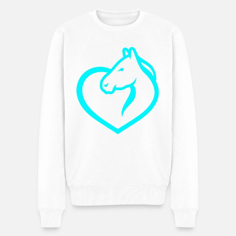Pferde - Männer Premium Bio Pullover - Weiß