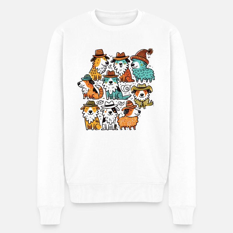Hütehunde mit Stil und Hut - Männer Premium Bio Pullover - Weiß