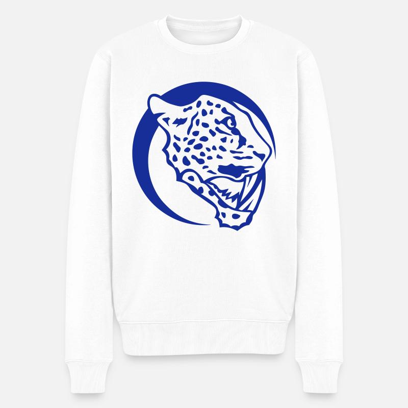 Leoparden Tier-Kreis-Logo - Männer Premium Bio Pullover - Weiß