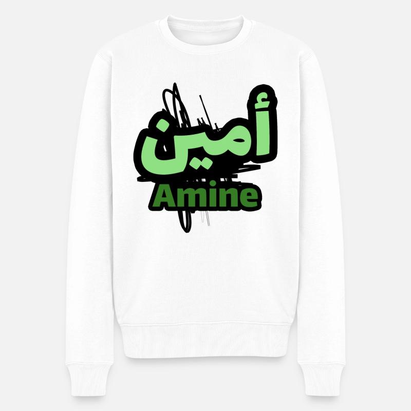 Amine en écriture arabe - Pull Premium bio Homme - blanc