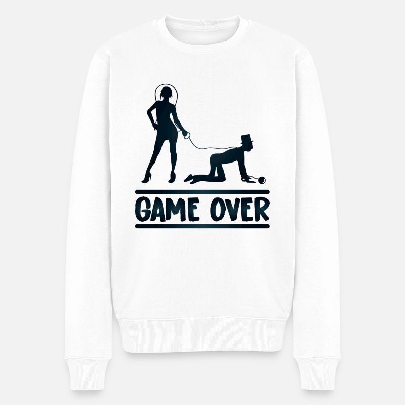 gameover 01 - Männer Premium Bio Pullover - Weiß