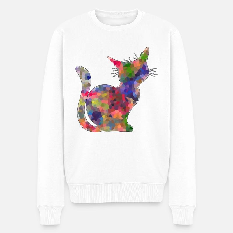 Katze - Männer Premium Bio Pullover - Weiß