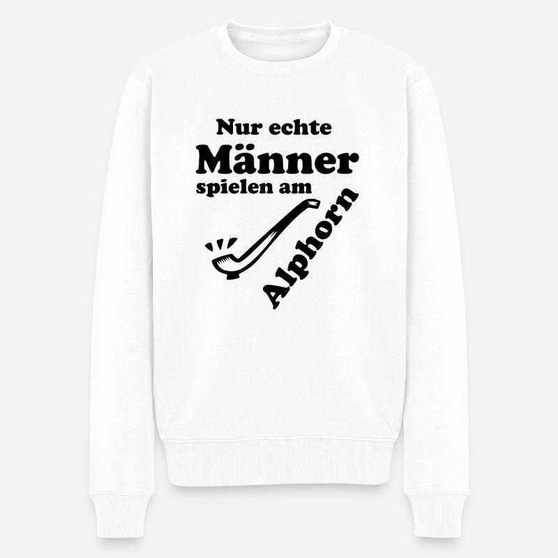 Alphorn schwarz - Männer Premium Bio Pullover - Weiß