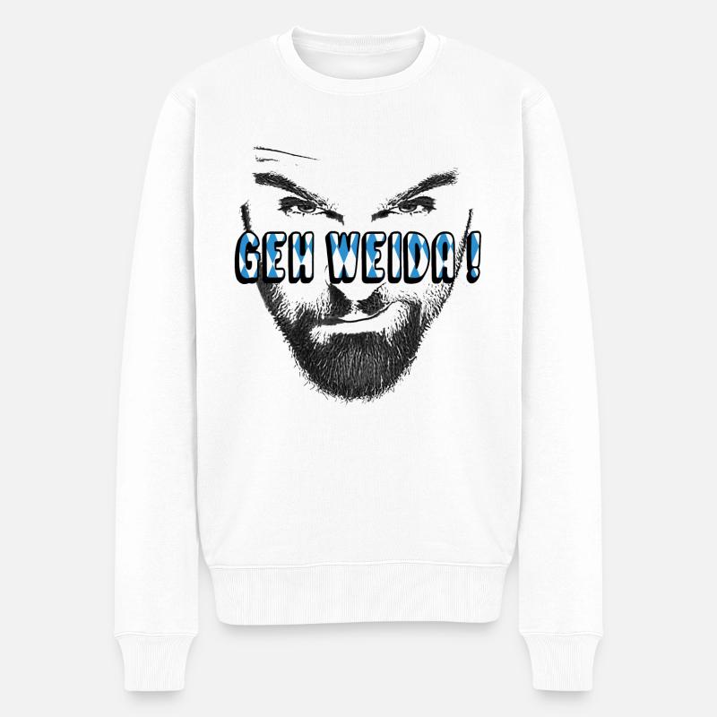 geh weida bayrisch dialekt - Männer Premium Bio Pullover - Weiß