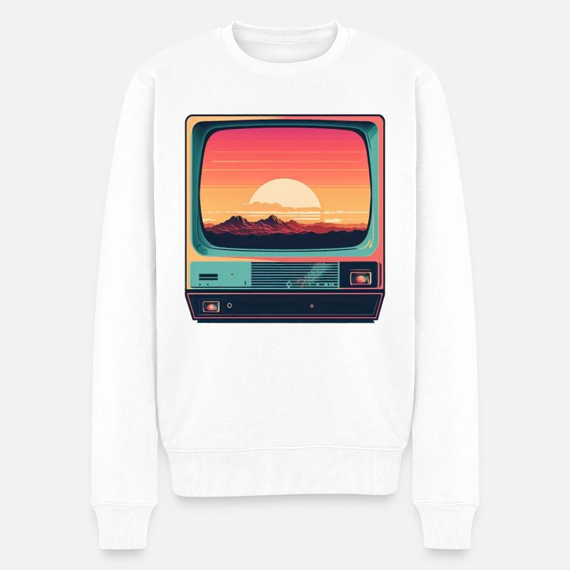 RETRO - Männer Premium Bio Pullover - Weiß