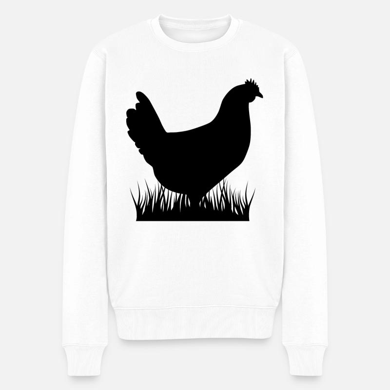 Silhouette de poulet noir - Pull Premium bio Homme - blanc