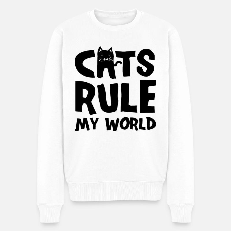 Katze - Männer Premium Bio Pullover - Weiß