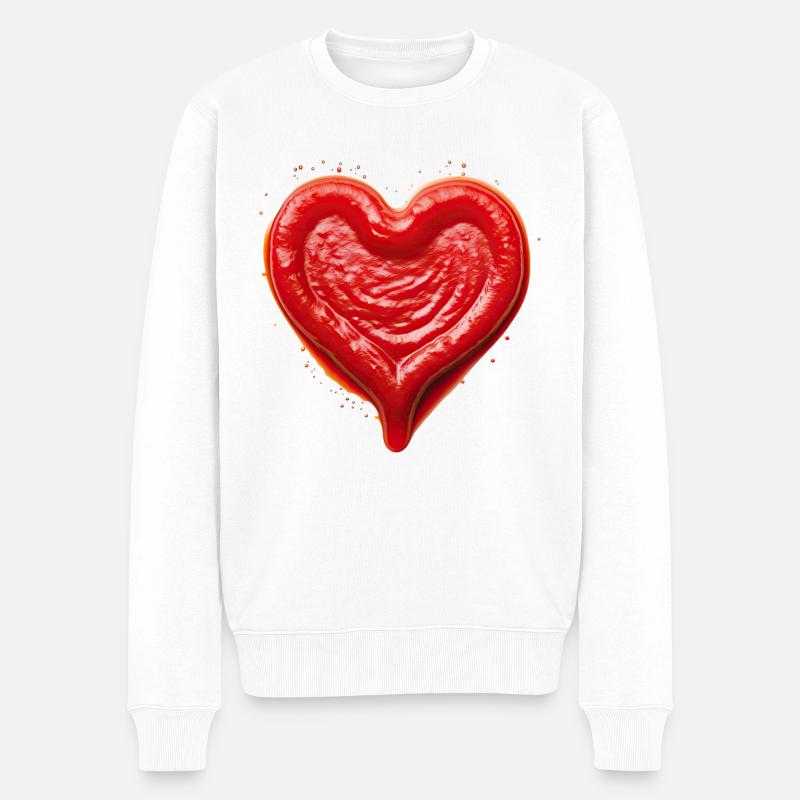I love ... Ketchup - Männer Premium Bio Pullover - Weiß