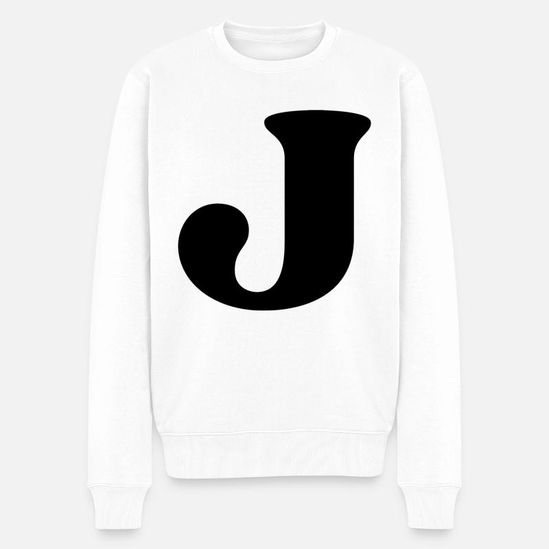 Buchstabe j - Männer Premium Bio Pullover - Weiß