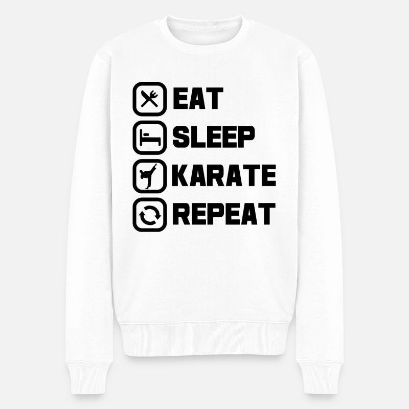 Eat Sleep Karate Repeat - Männer Premium Bio Pullover - Weiß