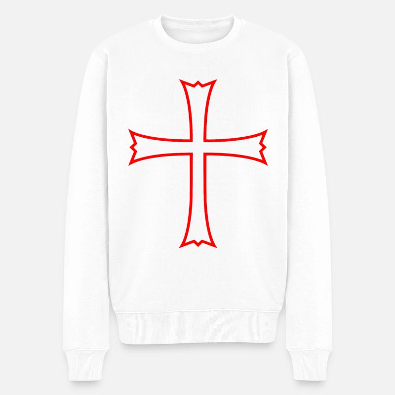 kreuz - Männer Premium Bio Pullover - Weiß