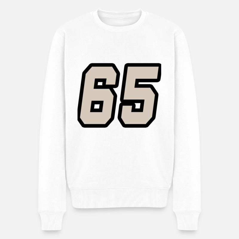 Nummer fünfundsechzig 65 - Männer Premium Bio Pullover - Weiß