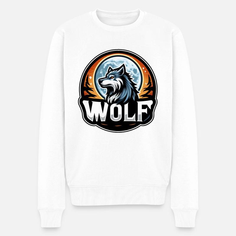 Wolf-Logo - Männer Premium Bio Pullover - Weiß