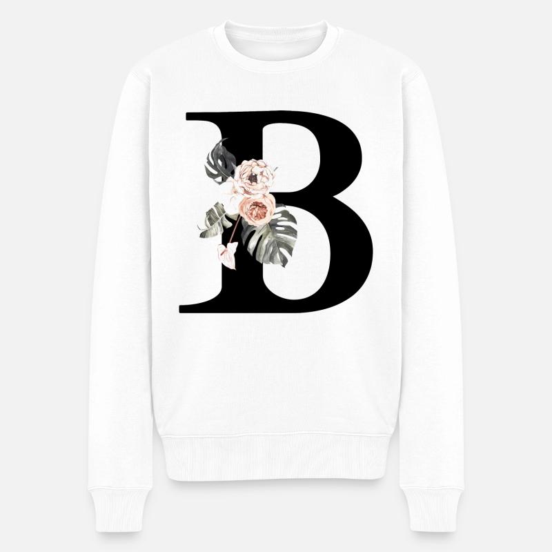 Tropischer floraler B-Buchstabe - Männer Premium Bio Pullover - Weiß