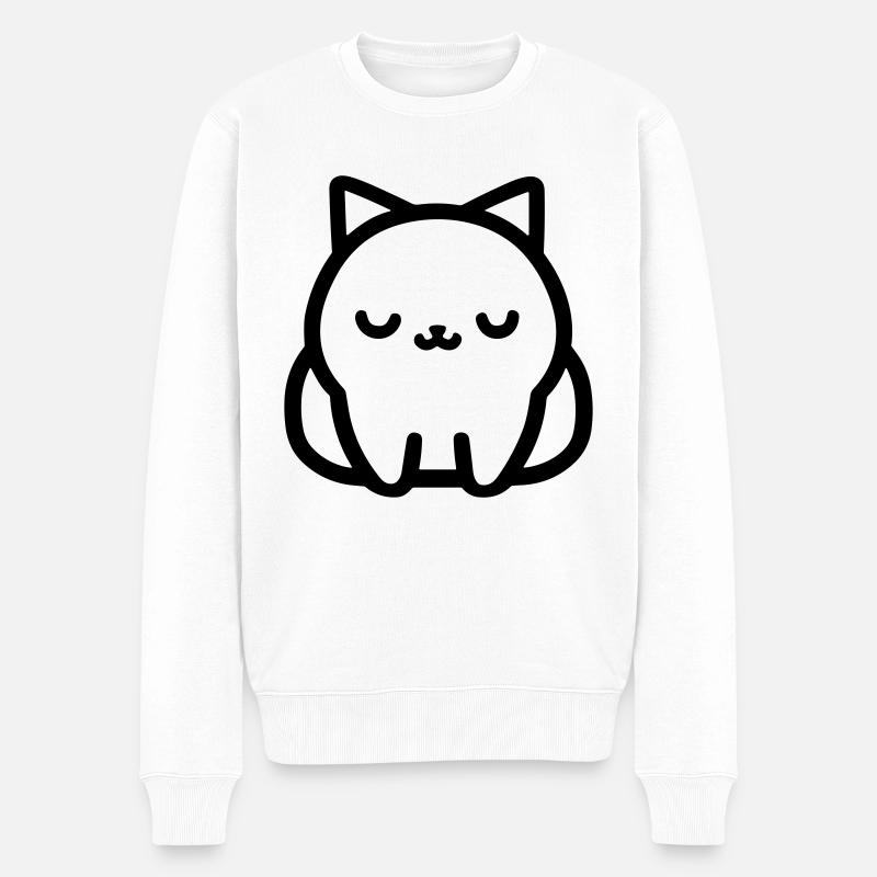 Katze - Männer Premium Bio Pullover - Weiß