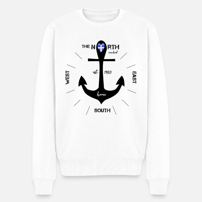 Anker Finnland Kompass - Männer Premium Bio Pullover - Weiß