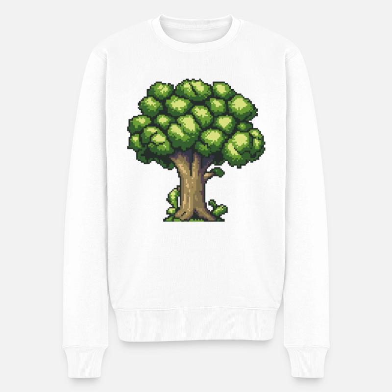 Icône pixel de brocoli - Pull Premium bio Homme - blanc