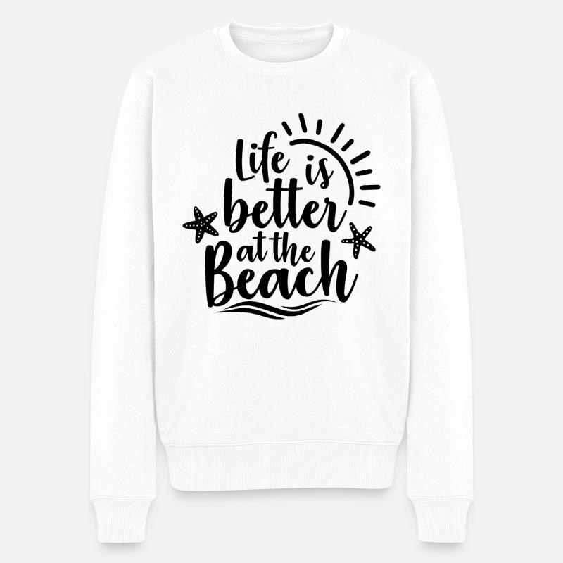 La vie est meilleure à la plage - Pull Premium bio Homme - blanc