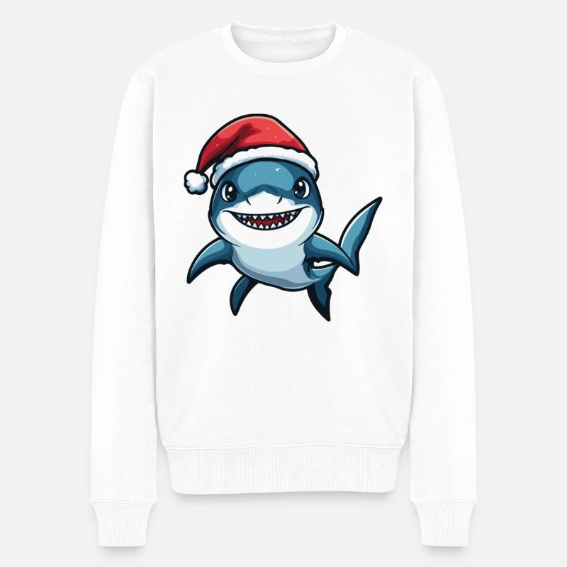 Noël requin - Pull Premium bio Homme - blanc