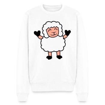 Schaf Baby Steht Süß Niedlich Lamm Kind Glücklich - Männer Premium Bio Pullover - Weiß - Vorne - Thijin (182cm)