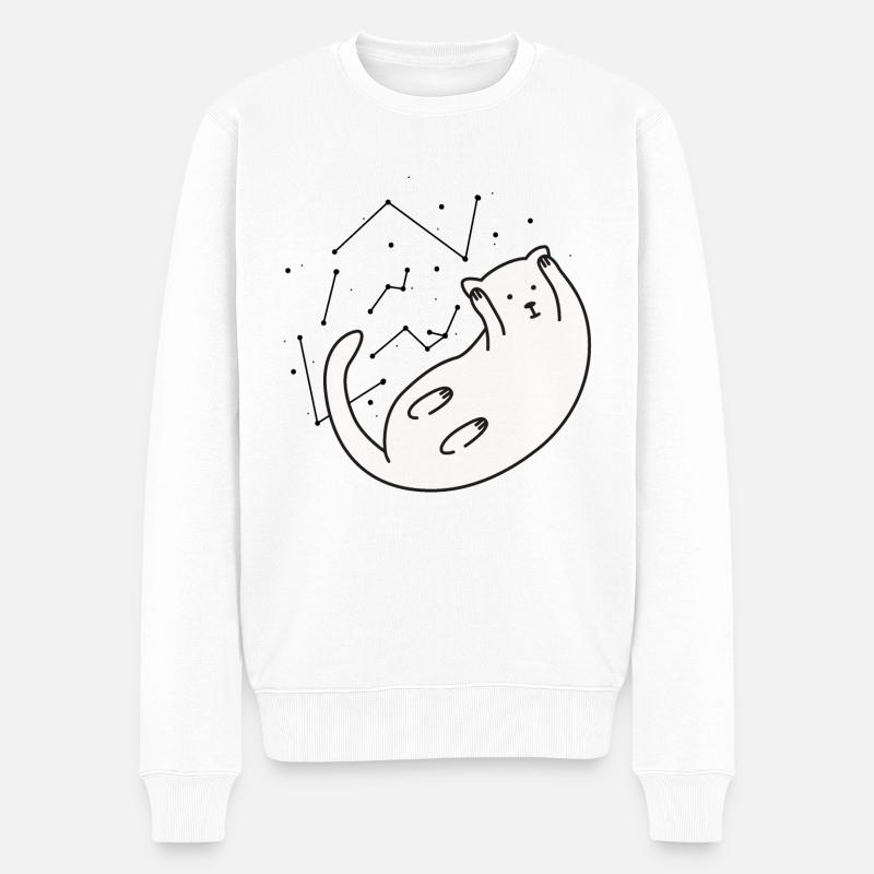 Space Cat Version 2 - Männer Premium Bio Pullover - Weiß