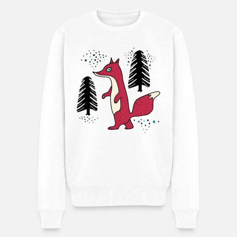Der Fuchs schleicht durch den Wald - Männer Premium Bio Pullover - Weiß