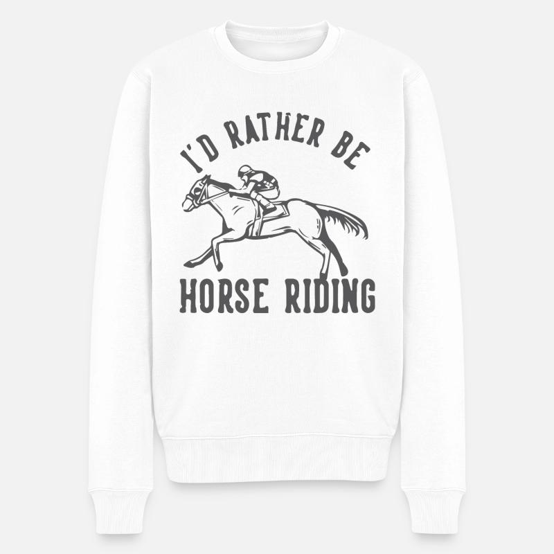 Pferde-Reiten - Männer Premium Bio Pullover - Weiß