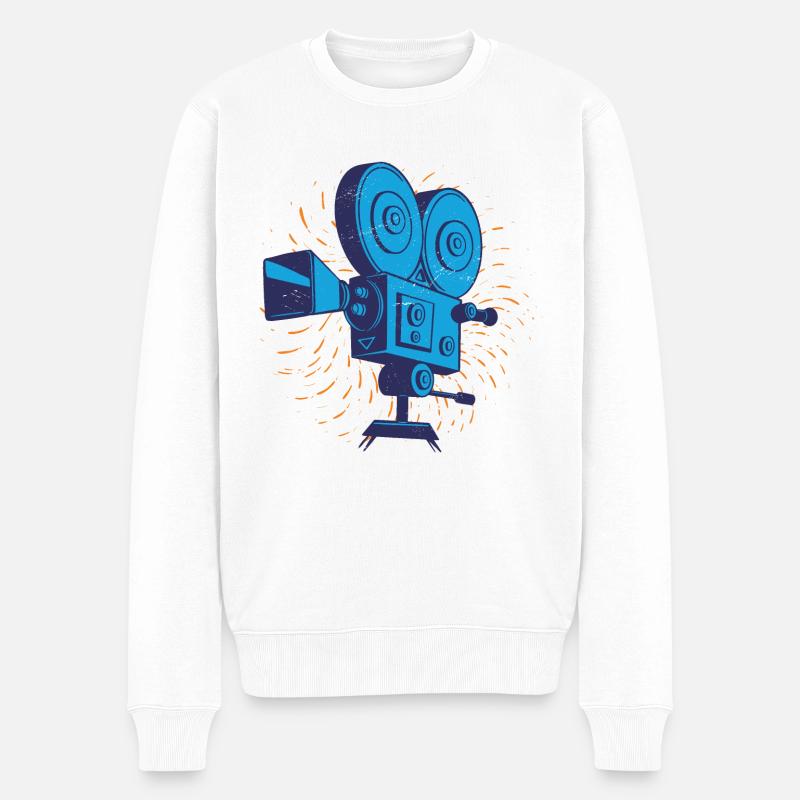 Caméra rétro de cinéma - Pull Premium bio Homme - blanc