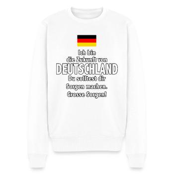 Deutschland's grosse Sorgen - Männer Premium Bio Pullover - Weiß - Vorne - Thijin (182cm)