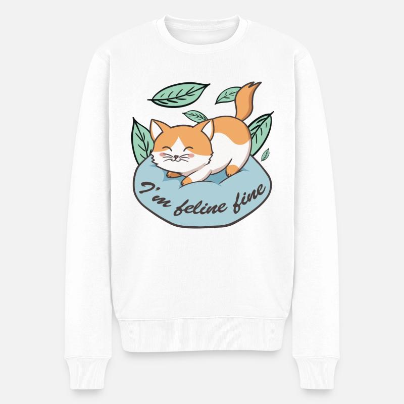 Niedliche Katze kawaii - Männer Premium Bio Pullover - Weiß