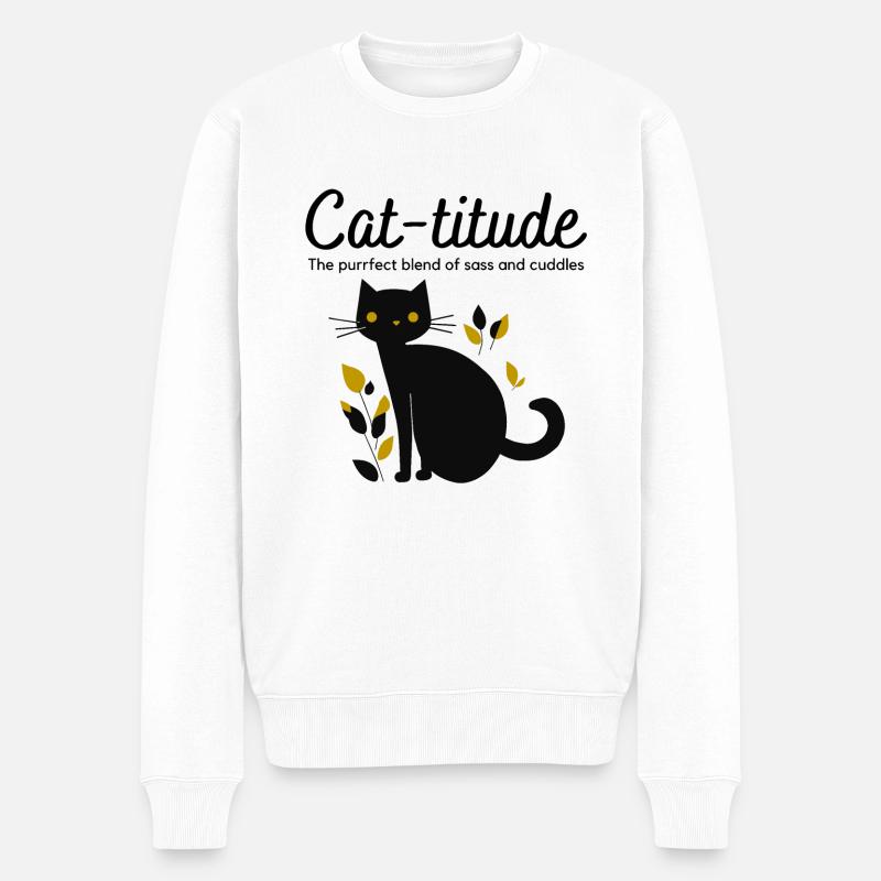 CAT titude - Männer Premium Bio Pullover - Weiß