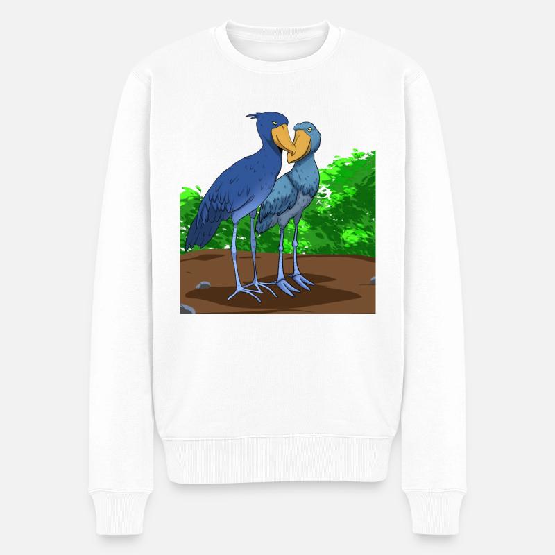 Schuhschnabel Vogel Ornithologe Wald I Geschenk - Männer Premium Bio Pullover - Weiß