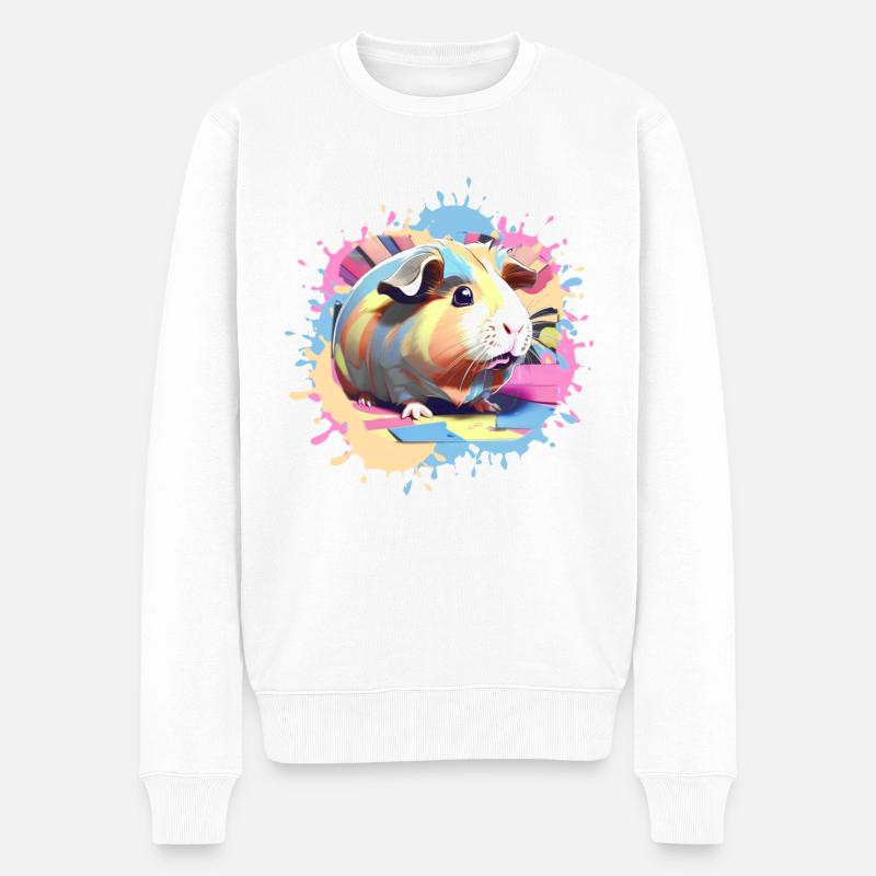 Meerschweinchen, Graffiti, Malerei, bunt - Männer Premium Bio Pullover - Weiß