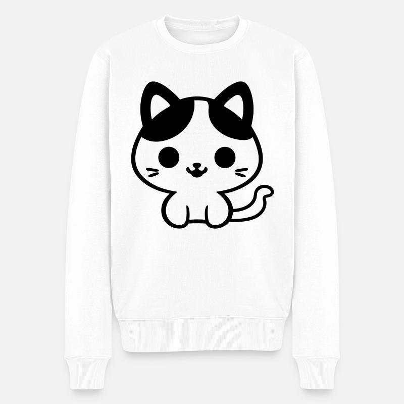 chat - Pull Premium bio Homme - blanc