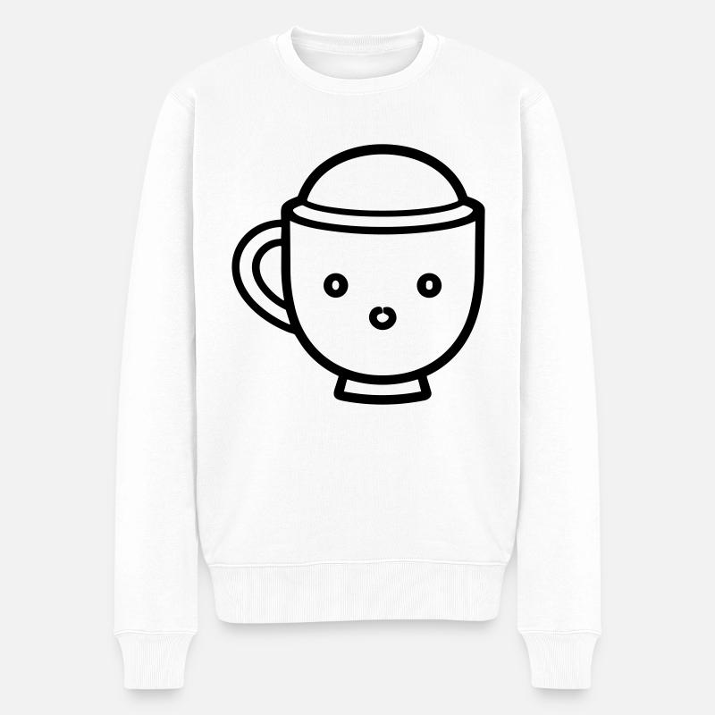 Kaffeebecher - Männer Premium Bio Pullover - Weiß