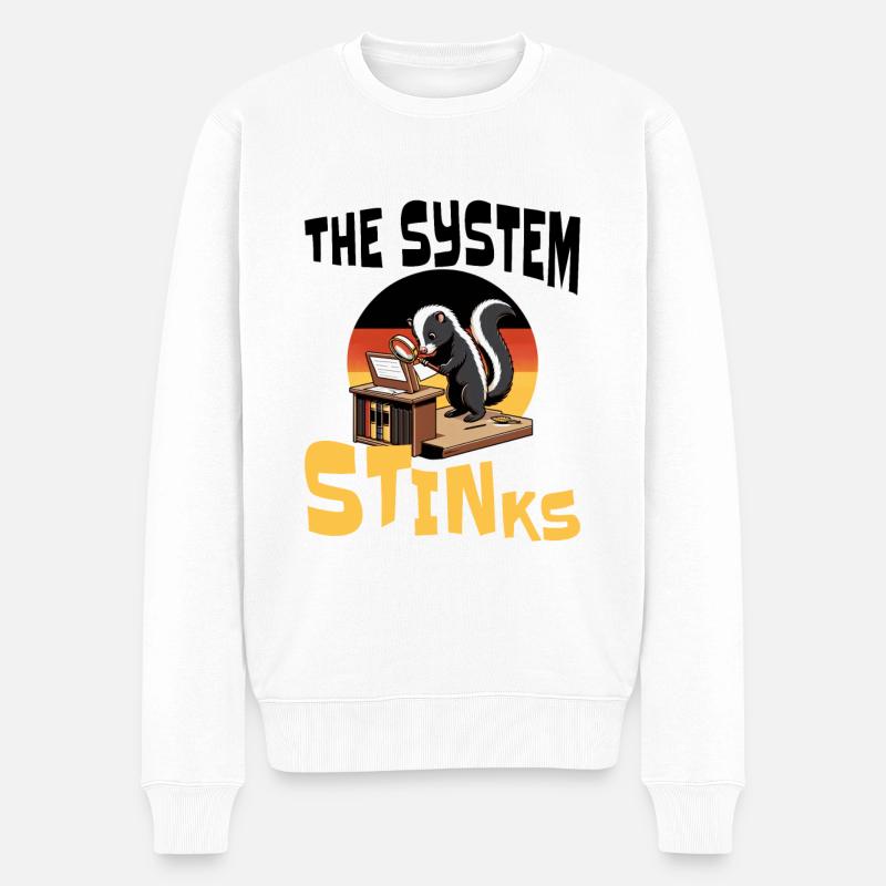 Politik System Stinkt - Männer Premium Bio Pullover - Weiß