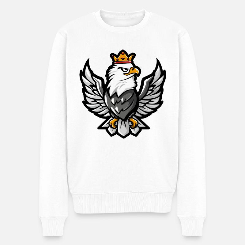Adler Cartoon Krone - Männer Premium Bio Pullover - Weiß