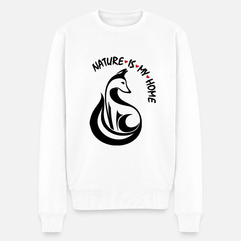 Fuchs Natur Heimat Wald Umwelt Klima Wildtiere - Männer Premium Bio Pullover - Weiß