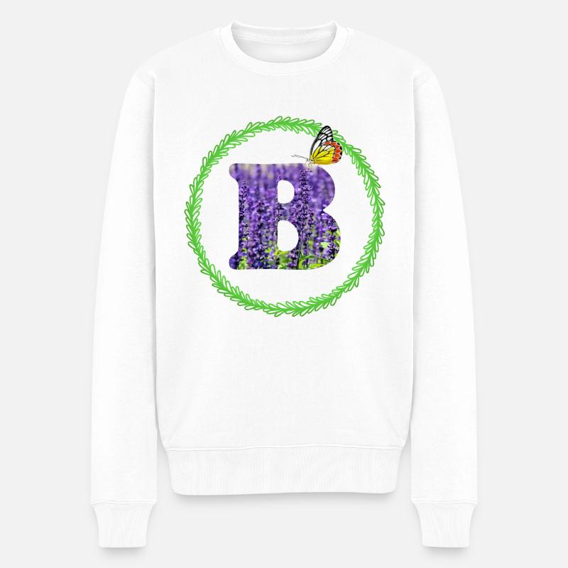lavendel b - Männer Premium Bio Pullover - Weiß