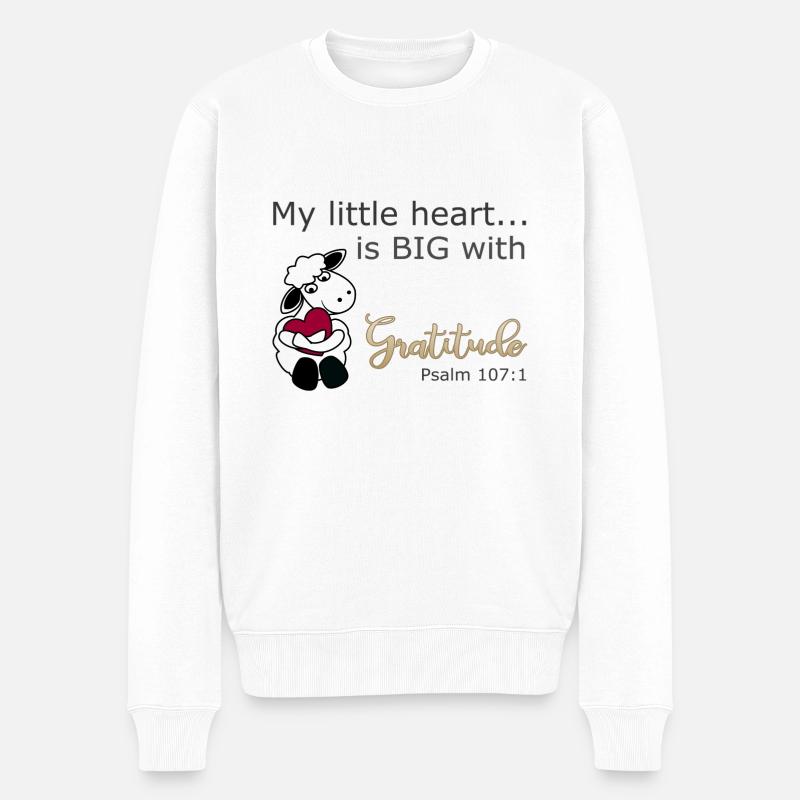 Christian Design Mein kleines Herz ist groß mit - Männer Premium Bio Pullover - Weiß