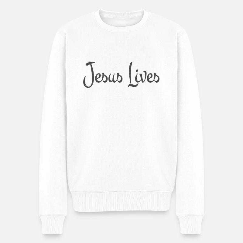 Christliches Design Jesus lebt - Männer Premium Bio Pullover - Weiß
