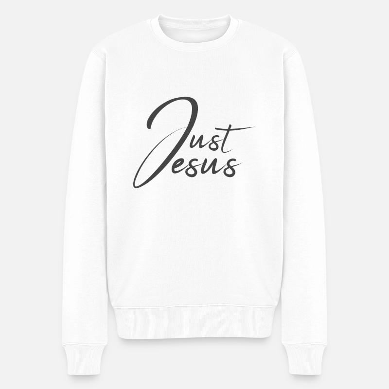 Christliches Design Just Jesus - Männer Premium Bio Pullover - Weiß