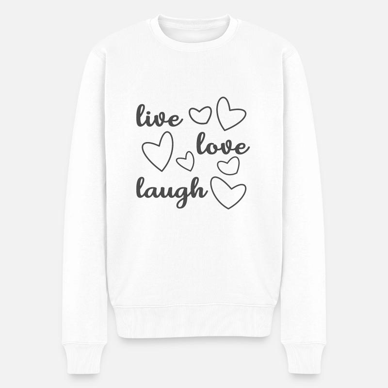 Leben, lieben, lachen Way to go!! - Männer Premium Bio Pullover - Weiß
