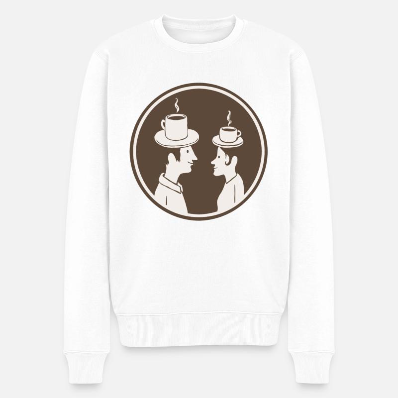 Kaffeehüte mit Rand - Männer Premium Bio Pullover - Weiß
