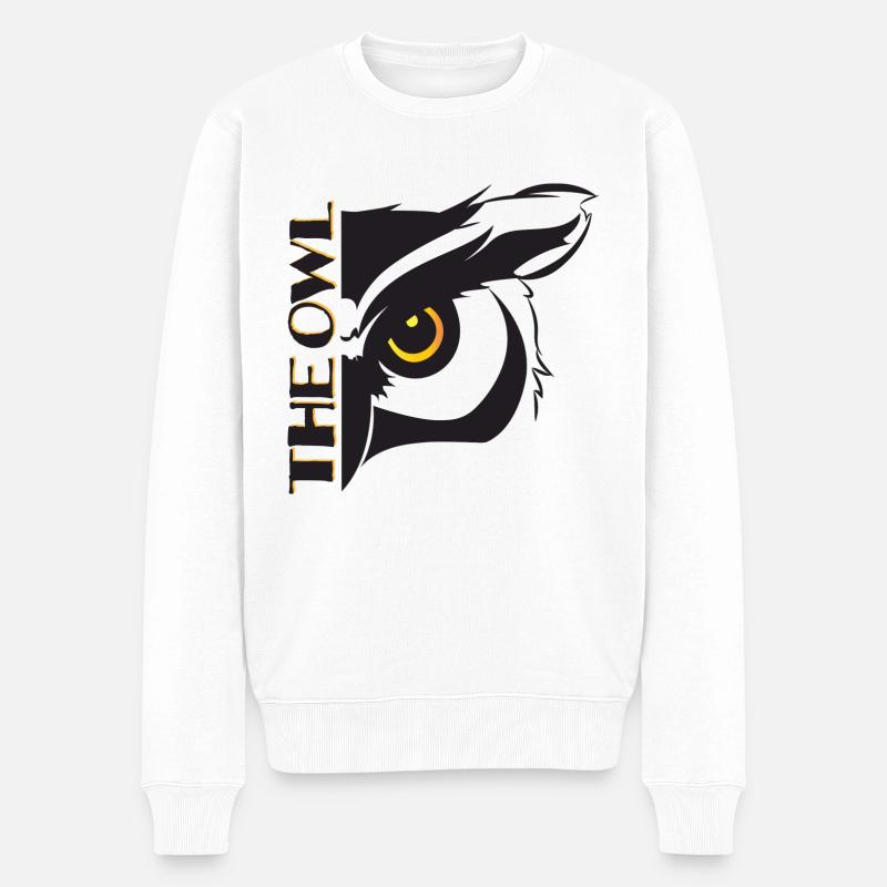 Eine Eule - Männer Premium Bio Pullover - Weiß
